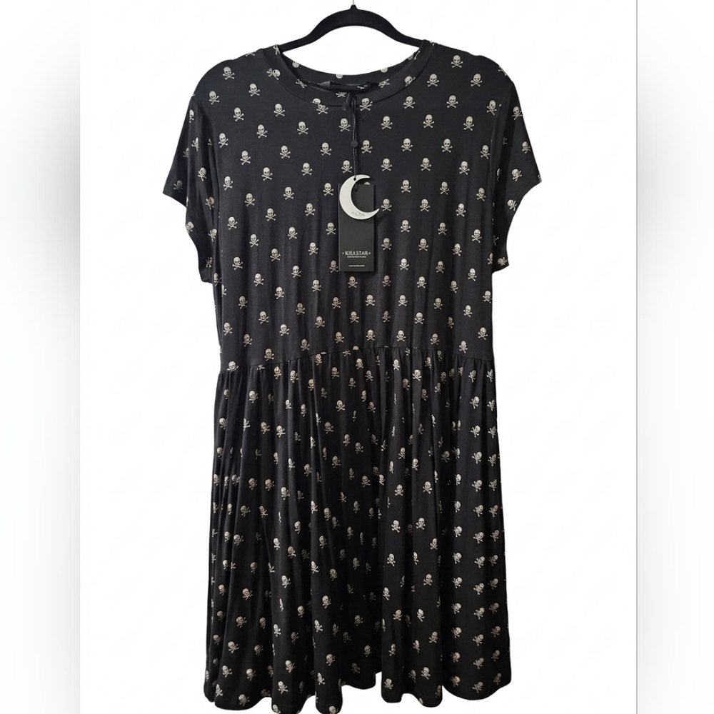 Black Skull Print Mini Dress